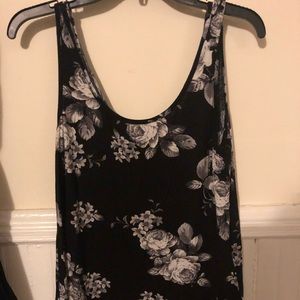 WORN ONCE! Black and white floral tank top